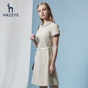 Hazzys 哈吉斯 AQWSC07BC15 女士英伦修身短袖休闲连衣裙