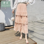 馨芸 百褶蛋糕裙春夏ins超火仙女长裙