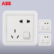 ABB 德静白色系列 斜五孔带开关插座面板 3只装  券后54.9元