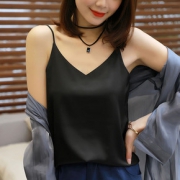 V领吊带无袖小背心女打底 内搭真丝缎面性感宽松上衣夏打底衫外穿