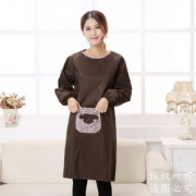 时尚修身围裙长袖女厨房家用可爱防水防油工作服成人罩衣定制logo