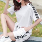 2件套装 女士短袖运动服上衣+裤子