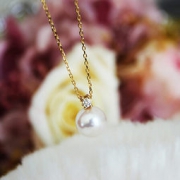Akoya 18K金 8.5-9mm D0.04ct 钻石珍珠项链 1199元包邮包税