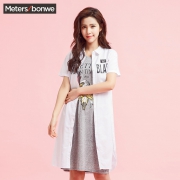 Meters bonwe 美特斯邦威 225593 女士中长款衬衣  券后39.9元包邮