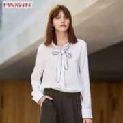 优衣库制造商，Maxwin 马威 2019年春款女式长袖优雅雪纺衬衫 2色*2件 89元包邮
