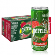 不含糖0卡，Perrier 巴黎水 气泡矿泉水 草莓味 250MLx30罐