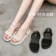 2019新款夏季韩版凉鞋女平底两穿凉鞋女学生网红chic百搭中跟鞋子