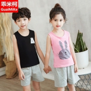夏季儿童背心套装纯棉男童女童2018新款夏装无袖宝宝短裤两件套薄