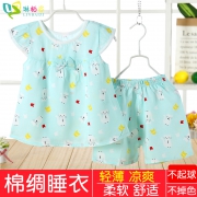 ￥17.8 2019夏季儿童睡衣棉绸套装绵绸家居服薄款女童宝宝女孩飞袖套装