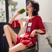 抖音爆款 睡衣女短袖纯棉家居服2件套 券后￥35
