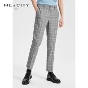 MECITY男装2019春季新款羊毛窗格商务西裤时尚直筒西装裤 559元