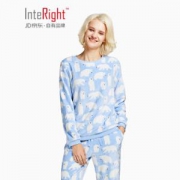 INTERIGHT 睡衣女秋冬法兰绒保暖睡衣家居服套装 可爱熊图案  *3件