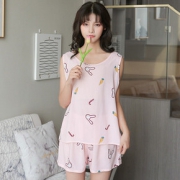 睡衣女夏绵绸冰丝套装人造棉棉绸家居服