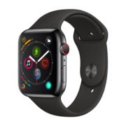 Apple 苹果 Apple Watch Series 4 智能手表 (深空灰铝金属、GPS+蜂窝网络、44mm、黑色运动表带)