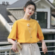 慕兔3/27 00:00上新 韩版纯棉花朵短袖T恤