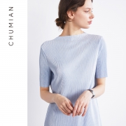 CHUMIAN 初棉 292616025 小烟囱领短袖连衣裙 79元