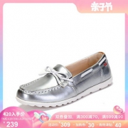 Clarks其乐童鞋小女生船鞋一脚套小皮鞋舒适Rose Puff Jnr