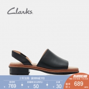 clarks其乐女鞋Trace Stitch休闲圆头低跟一字带露趾凉鞋女夏外穿 749元