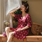 安蓉儿 夏季冰丝睡衣套装开衫家居服