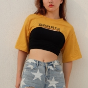 ￥25 宽松字母印花半袖短款T恤女夏薄款外穿罩衫