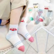 【妙优童】儿童春夏薄款棉袜5双
