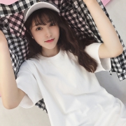 ￥19.9 白色短袖T恤女韩版宽松纯棉纯色