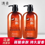 清柔 马油无硅油去屑洗发水 600ml*2瓶 保湿无刺激 59.9元包邮