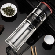 恩尔美 茶水分离泡茶双层玻璃杯