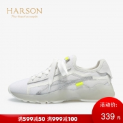 哈森 2019春新品圆头系带老爹鞋 跑步鞋 平底休闲运动鞋女HS95506 339元