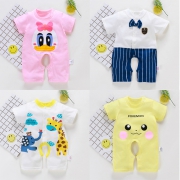 ￥12.8 婴儿连体衣服夏季新生儿0纯棉6短袖薄哈衣12男宝宝3个月夏装1岁女
