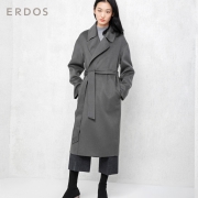 ERDOS 秋冬新品翻领女中长款系带双面羊绒大衣外套 7868元