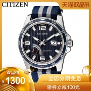 西铁城日本官方正品个性条纹尼龙表带光动能男表AW7038/AW7030  券后1150元
