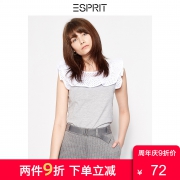 ESPRIT EDC时尚盖肩袖镂空圆领休闲短袖女T恤-048CC1K118 79元