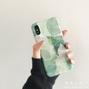 绿色插画树叶iPhone7/8plus苹果x手机壳iPhoneX/Xs Max女款6S软xr