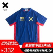 潮牌短袖时尚简约休闲红蓝条纹拼接足球宽松T恤通款 339元