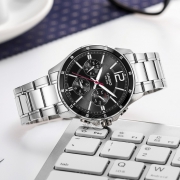 Casio/卡西欧 Analogue 简约皮钢带防水非机械男表 限时特优只需298