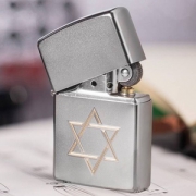 ZIPPO 芝宝  205-C-000024 大卫之盾 锻纱镀铬双层雕刻打火机