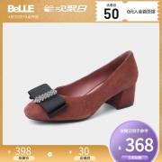 百丽单鞋商场同款蝴蝶结粗跟中跟休闲鞋女S8K1DCQ8 398元
