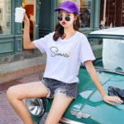 白色t恤女短袖体恤打底衫春夏装半袖2019新款宽松黑色上衣服情侣