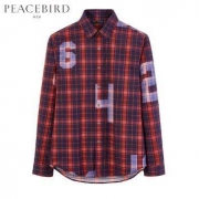 PEACEBIRD 太平鸟 男士格纹长袖衬衫