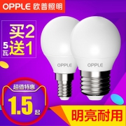 欧普照明 LED灯泡 E27 白光2.5W 1.5元
