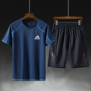 大牌冰丝T恤男套装健身短袖跑步服