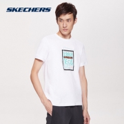 Skechers斯凯奇男装印花圆领短袖上衣 简约休闲T恤衫SEAMF18B184 69元