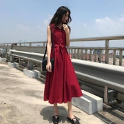 Anyshion安尼纯 女士棉麻连衣裙