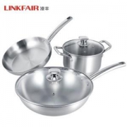LINKFAIR凌丰304不锈钢锅具套装（炒锅30cm+煎锅26cm+汤锅20cm）