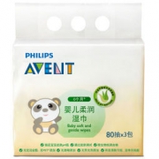 AVENT 新安怡 婴儿柔润湿巾 80抽 3连包 *6件 +凑单品 90元（多重优惠,合15元/件）