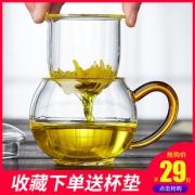 玻璃茶杯带把过滤家用办公男女花茶杯带盖 券后￥23