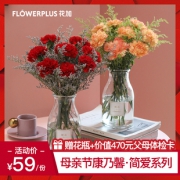 天猫 母亲节预售： FlowerPlus 花加 简爱系列主题花束 9-10枝 59元包邮，送专属花瓶，赠价值470元善诊体检套餐