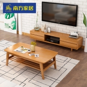 南方家居北欧简约实木茶几电视柜套装小户型客厅成套家具 1180元