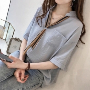 韩版时尚V领显瘦衬衫